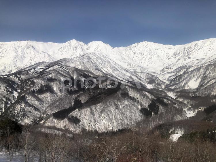 冬の北アルプス　白馬三山　長野県白馬村 北アルプス,冬,雪の写真素材