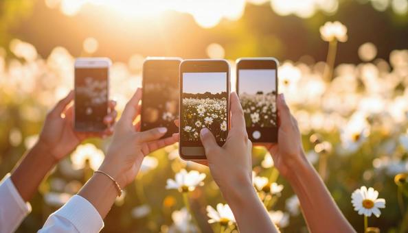 スマホで撮影する人 スマホで撮影する人の写真