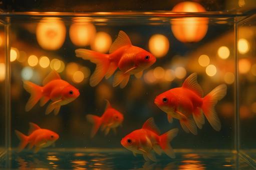 灯籠映える金魚たち 灯籠映える金魚たちの写真