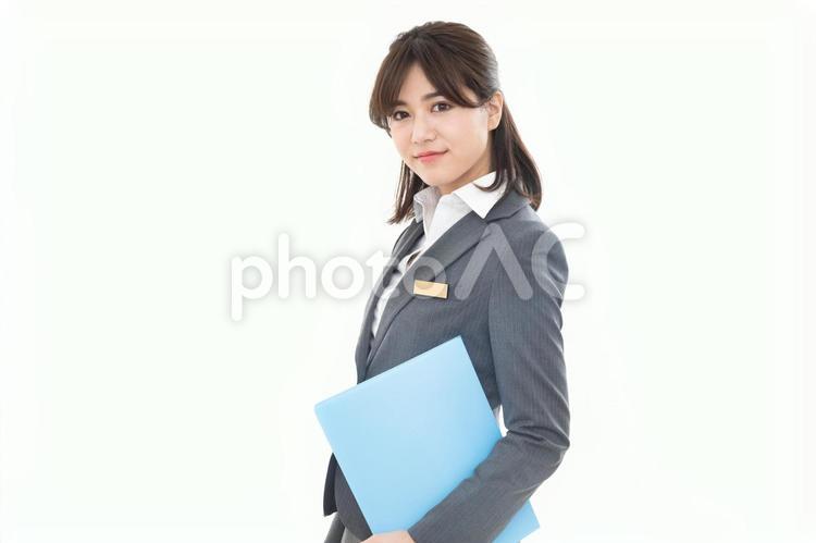 ビジネスウーマン　コンサルタント ビジネスウーマン,指差し,白バックの写真素材