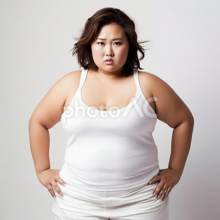 プラスサイズモデルの女性　 女性,日本人,30代の写真素材
