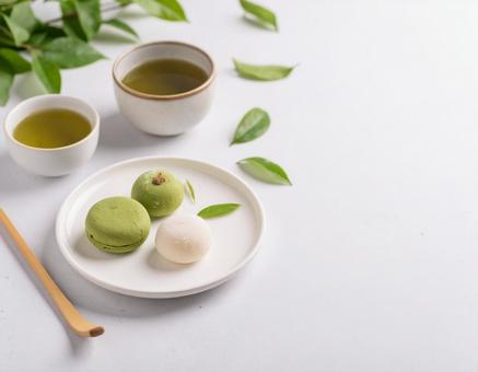 抹茶の和菓子 抹茶の和菓子 の写真