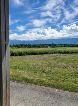 扉を開くと広がる田舎景色の写真