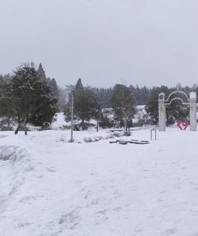 冬の蒜山高原サービスエリア 蒜山,蒜山高原,雪の写真素材