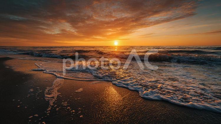 美しい日の出の海景 日の出,朝日,海の写真素材