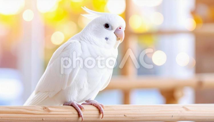白くてふわふわの羽毛に包まれたオウム オウム,鳥,白の写真素材