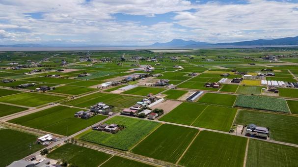 佐賀県杵島郡白石町の風景 空撮写真 佐賀県杵島郡白石町の風景 空撮写真 佐賀,白石町,佐賀県の写真素材