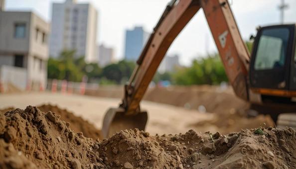 工事中のショベルカーの写真