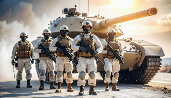 戦車と兵士 戦車と兵士の写真