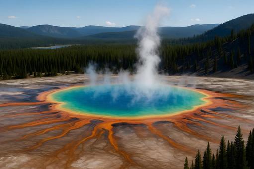 蒸気立つ地熱湖 蒸気立つ地熱湖の写真