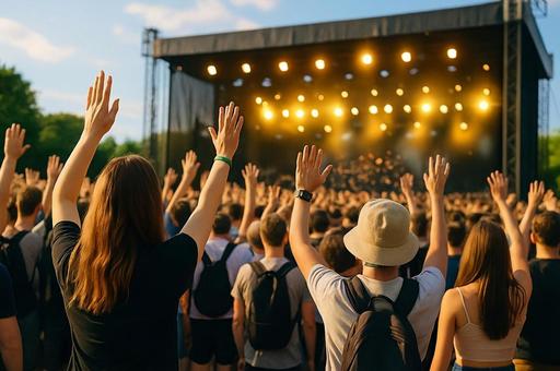 屋外音楽フェス盛り上がり・ライブイベント 屋外音楽フェス盛り上がり・ライブイベントの写真