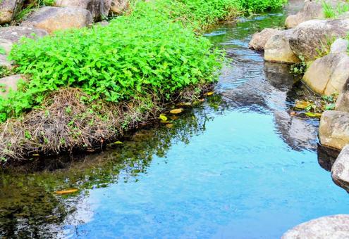 川に映る空 川,水面,波の写真素材
