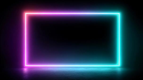 ネオンに光るサイバーな矩形フレーム ネオンに光るサイバーな矩形フレームの写真