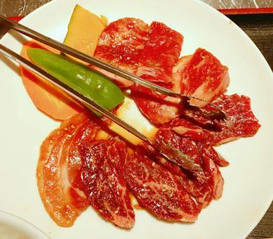 焼肉 焼肉,牛カルビ,牛肉の写真素材