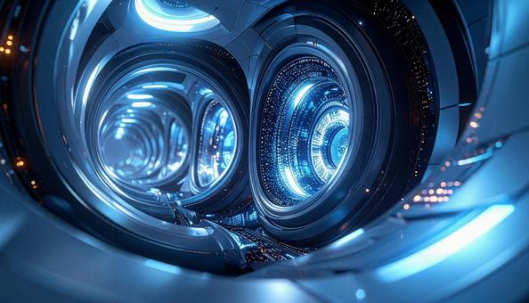 光るメカニカルデザインの写真