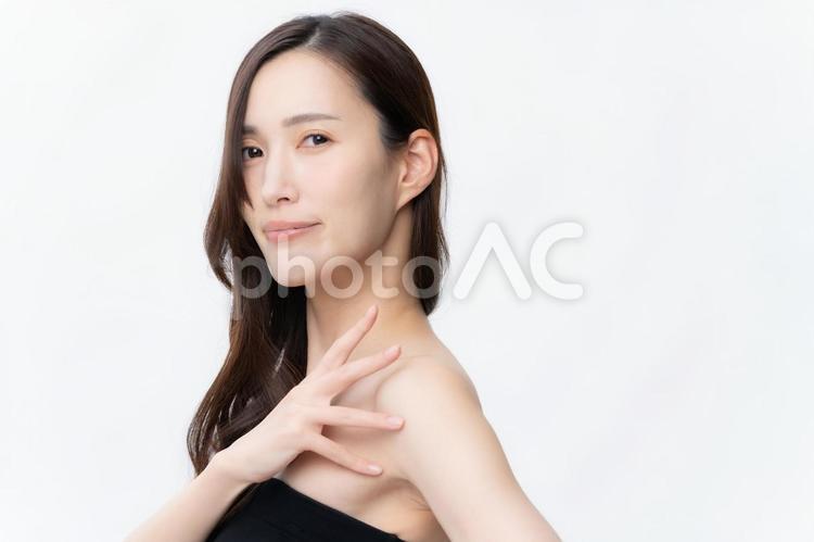 白バックの若い女性のビューティー ビューティー,女性,スキンケアの写真素材