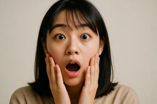 驚いている女性の写真