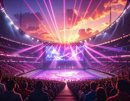 コンサートで盛り上がる観客とステージの写真