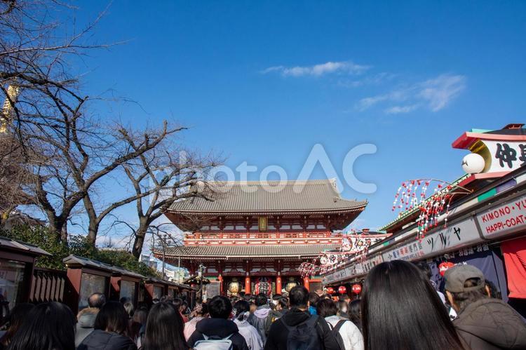 冬の浅草仲見世通り 浅草寺,浅草,仲見世通りの写真素材