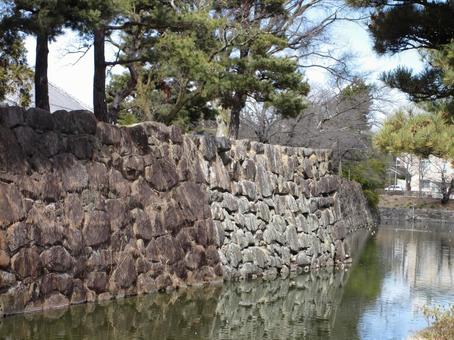 長野県-松本城-堀と石垣 松本城,城,石垣の写真素材