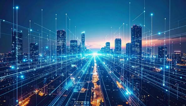 未来都市:データが交錯するバーチャル空間 未来都市:データが交錯するバーチャル空間の写真