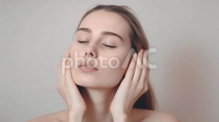 肌の潤いのある綺麗な女性 女性,顔,若の写真素材