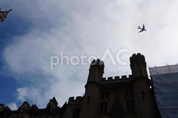 旅を感じる空の風景 空,シルエット,風景の写真素材