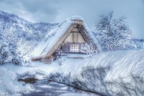冬の白川郷 白川郷,世界遺産,合掌造りの写真素材