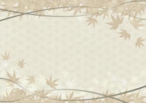 ベージュの和紙背景に秋の紅葉の葉 ベージュの和紙背景に秋の紅葉の葉 和紙,紅葉,もみじの写真素材