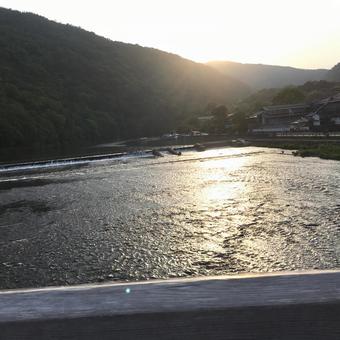 川 川 夕日,川,夕焼けの写真素材
