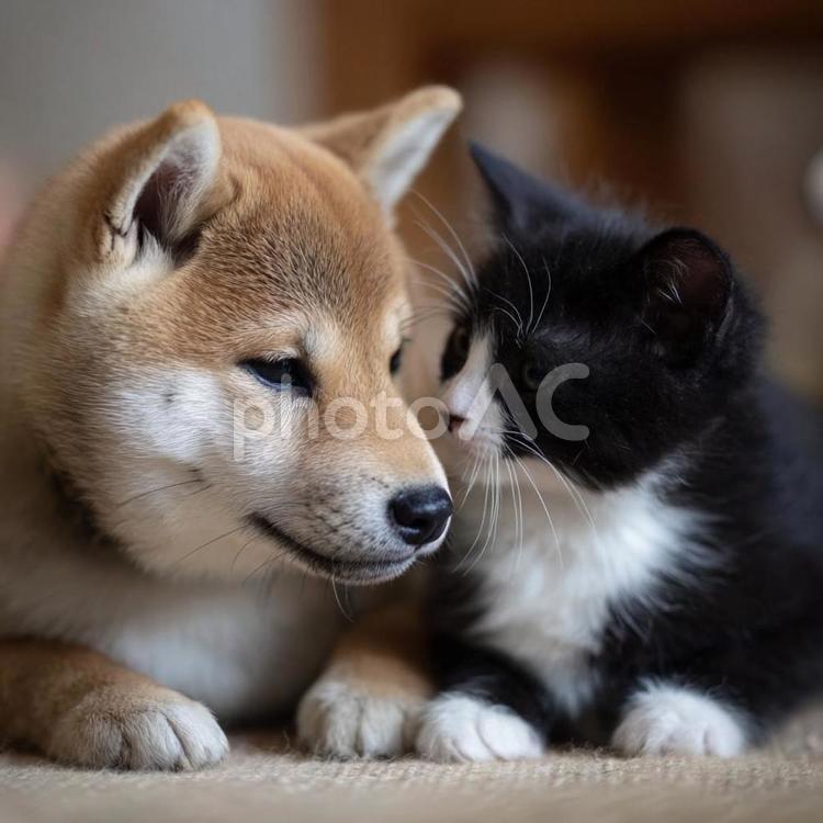 犬と猫 犬,しばいぬ,シバイヌの写真素材