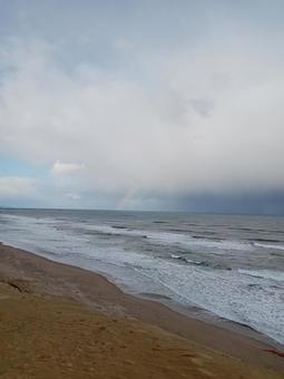 砂丘と海 自然,冬,空の写真素材