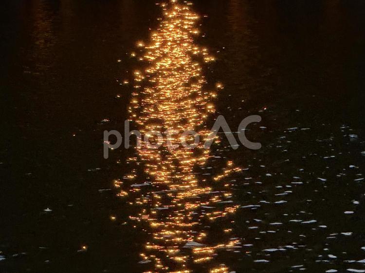 水の光と波紋 光,水面,映るの写真素材