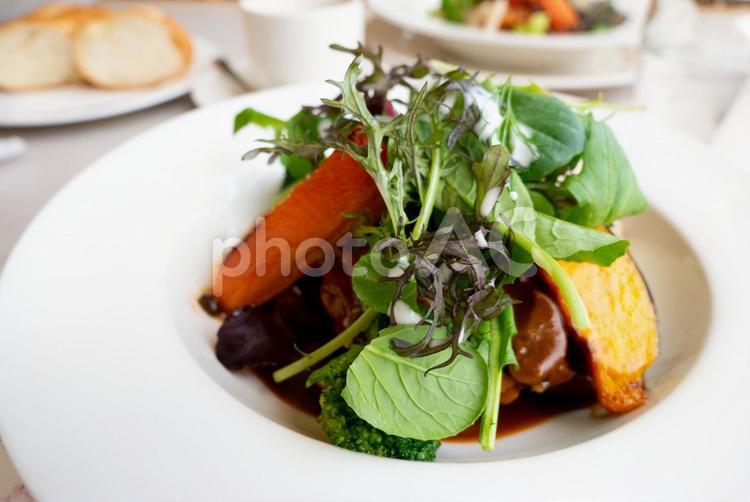 ハーブと野菜たっぷりの肉料理 料理,ランチ,洋食の写真素材