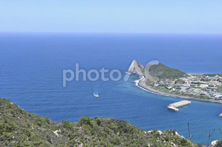 山の上からの景色（船） 海景,パノラマ,旅の写真素材