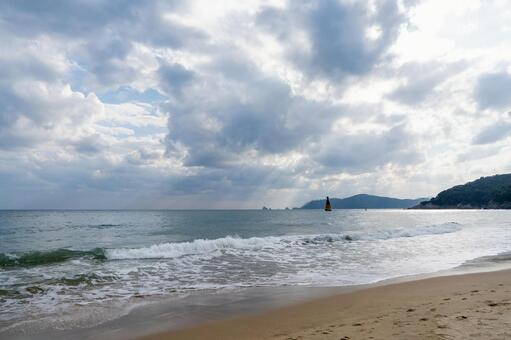 波打ち際の海雲台ビーチ 海雲台,韓国,韓国旅行の写真素材