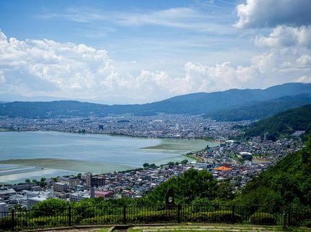 立石公園から望む諏訪湖 湖,諏訪湖,立石公園の写真素材