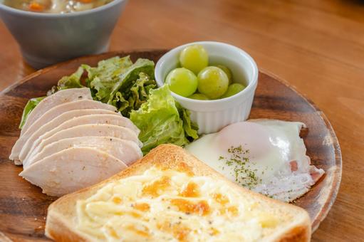 健康的な朝食プレート 朝食,ワンプレート,チーズトーストの写真素材