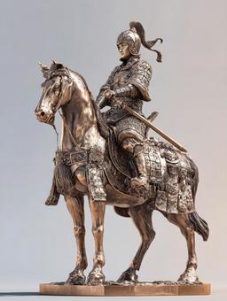威厳ある騎馬武者のブロンズ像 威厳ある騎馬武者のブロンズ像の写真