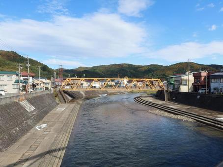 大鰐町 大鰐温泉 月見橋と平川 青森県,南津軽郡,大鰐町の写真素材