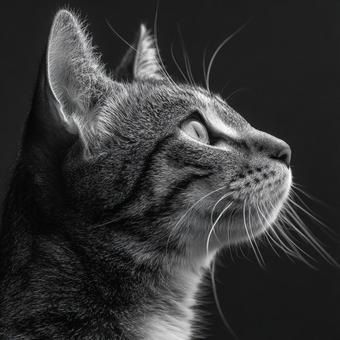 Close-up of a cat's face looking sideways, cat, face, close-up, JPG