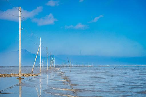 熊本県　宇土市　長部田海床路の風景 長部田海床路,宇土,海中道路の写真素材