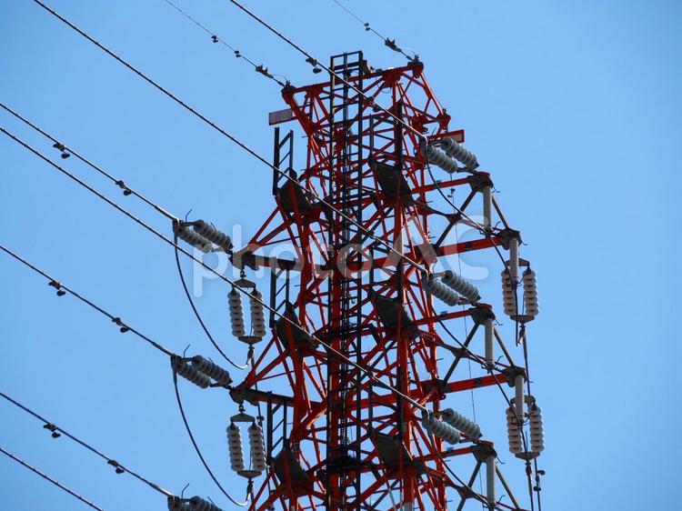 鉄塔がある風景 鉄塔,送電線,電線の写真素材