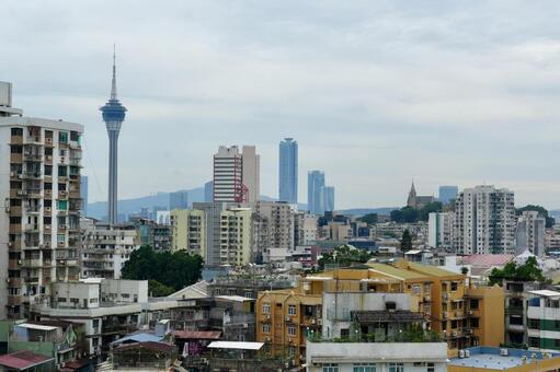マカオの街並み③ マカオ,歷史城區觀光走廊,マカオタワーの写真素材