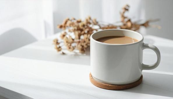 コーヒーとドライフラワー コーヒーとドライフラワーの写真