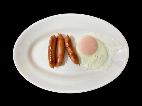 目玉焼きとウインナー 目玉焼き,卵,ウインナーの写真素材