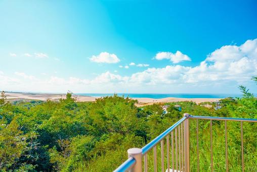 【鳥取】砂の美術館からの鳥取砂丘の眺め 鳥取砂丘,砂の美術館,鳥取の写真素材