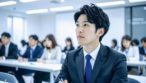 真剣な表情で学ぶビジネスマン 真剣な表情で学ぶビジネスマンの写真