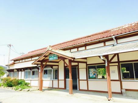 長門湯本駅の駅舎 山口,山口県,美祢線の写真素材