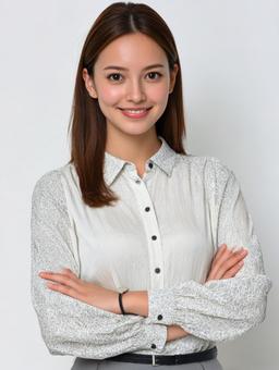白いブラウス姿のビジネスウーマン 白いブラウス姿のビジネスウーマンの写真